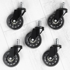 Комплект от 5 колелца за офис столове за твърд под 6.3 cm-10 mm