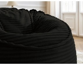 Черен пуф от рипсено кадифе Socrate – Bobochic Paris