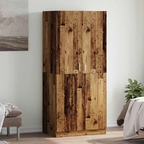 855884 vidaXL Гардероб, старо дърво, 90x52x200 см, ПДЧ