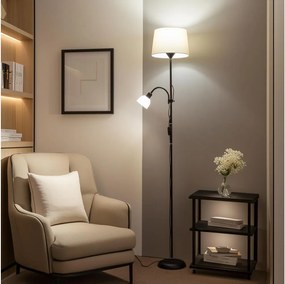 Brilagi - Подова лампа CERIA 1xE27/100W/230V + 1xE14/25W черна/бежова