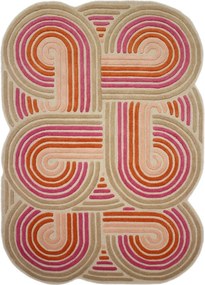 Розов ръчно изработен вълнен килим 160x230 cm Spiral Shaped – Flair Rugs