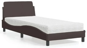3208327 vidaXL Легло с матрак, тъмнокафяво, 90x200 см, плат