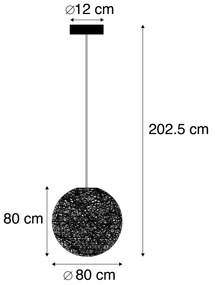 Държавна висяща лампа черна 80 см - Corda