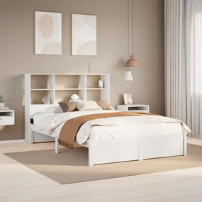 3322392 vidaXL Легло с етажерка за книги, без матрак, 120x200 см, бор масив