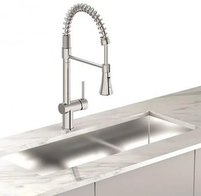Смесител за кухня ICF 7561017C NEW, месингов, хром, с изтеглящ се душ с две функции, 51x23.5см
