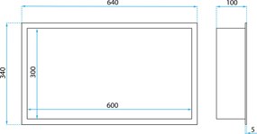 Вграден рафт за баня  LED 30x60 brush gold