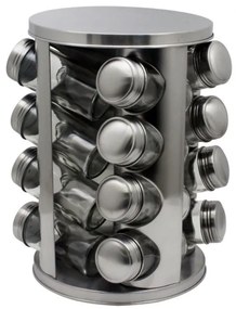 Бурканчета за подправки на стойка ZEPHYR ZP 1217 CR16, 16 бр. бурканчета, 4 нива, Въртяща се основа, Сребрист