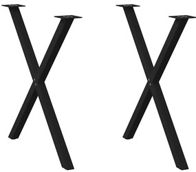 4012920 vidaXL Крака за трапезна маса, X-образни, 2 бр., черни, 80 x (72-73) см, стомана