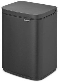 Кош за боклук Brabantia Bo Small 1008866, 4 л, Плавно и безшумно отваряне, Противоплъзгаща основа, Минерално покритие, Тъмносив