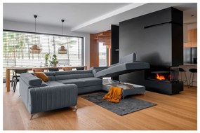 Син сгъваем/с място за съхранение ъглов диван (десен ъгъл/U форма) Louis – ELTAP