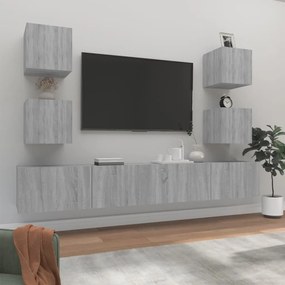 3114268 vidaXL Комплект ТВ шкафове от 6 части, сив сонома, инженерно дърво