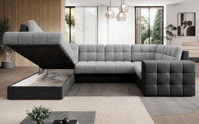 Ъглов диван Bale U-Светлосив - Черен-Ляв