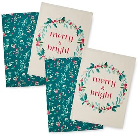 Памучни кърпи за съдове в комплект от 4 бр. с коледни мотиви 50x70 cm Holly and Mistletoe – Catherine Lansfield