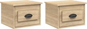 816383 vidaXL Нощни шкафчета за стенен монтаж 2 бр сонома дъб 41,5x36x28 см