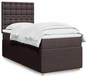 3291900 vidaXL Боксспринг легло с матрак, тъмнокафяво, 80x200 см, плат