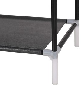 Стелаж за обувки с 8 рафта, метал и нетъкан текстил, черен