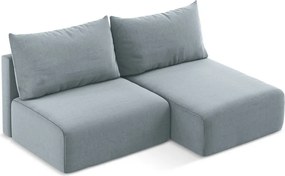 Син кадифен сгъваем/с място за съхранение ъглов диван (десен ъгъл) Kalena – Makamii