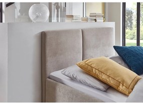 Бежово двойно легло 140x200 cm тапицирано с включена подматрачна рамка Piano – Meise Möbel