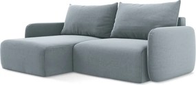 Син кадифен сгъваем/с място за съхранение ъглов диван (ляв ъгъл) Kalena – Makamii
