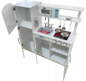 Детска бяла кухня с аксесоари и LED осветление