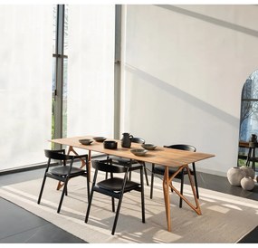 Трапезен стол от масивна дъбова дървесина със синьо-сива седалка Muna - Gazzda