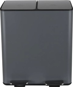 Тъмносиво стоманено кошче за боклук 2x20 l за рециклиране с педал Aliya – Spirella