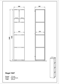Шкаф за баня в цвят антрацит 31x144 cm Vasio - Germania