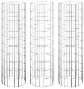 Габион кръгли повдигнати лехи 3бр поцинкована стомана Ø30x100см