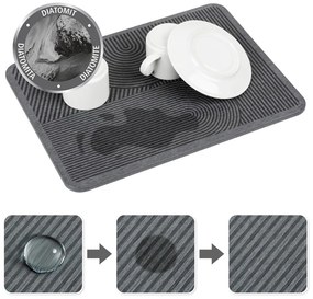 Сива тавичка за оттичане за съдовете от диатомична глина 40x30 cm Damon – Wenko