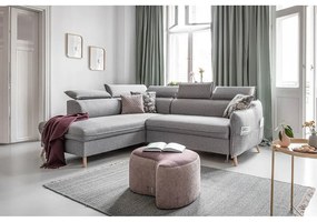 Светлосив ъглов разтегателен диван ляв ъгъл, Sweet Harmony - Miuform