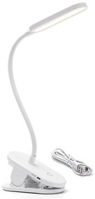 Aigostar LED регулируема настолна лампа с клипс, 2,5W, 1200mAh, бяла