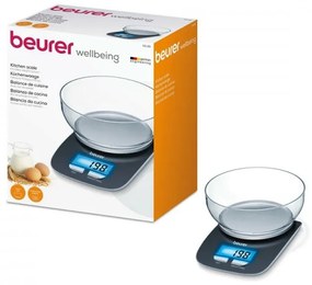 Кухенска везна с купа Beurer KS 25, 3кг., 1.2 литра, Дигитален дисплей, Безцветен/Черен