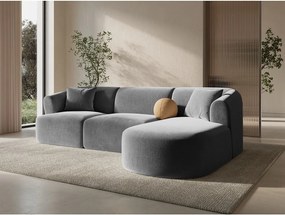 Светлосив кадифен ъглов диван (десен ъгъл) Campi – Cosmopolitan Design