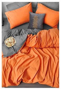 Оранжево-сив удължен памучен чаршаф за двойно легло от четири части 200x220 cm - Mila Home