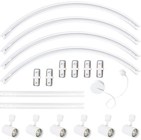 Модерна релсова система за осветление с 6 прожектора, бяла, 1-фазна, овална, 100 см - Iconic Jeana