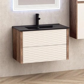 Конзолен PVC шкаф ICP 8043 + МИВКА ICC 8066B, Inter Ceramic, черен мат, 80x45.3x50см