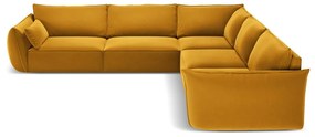 Кадифен ъглов диван в цвят горчица Vanda – Mazzini Sofas