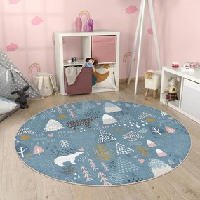 Син детски килим подходящ за пране ø150 cm Forest Land – Mila Home