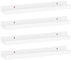326653 vidaXL Стенни рафтове, 4 бр, бял гланц, 40x9x3 см