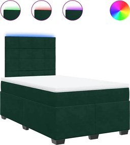 3293185 vidaXL Боксспринг легло с матрак, тъмнозелено, 120x200 см, кадифе