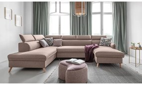 Бежов разтегателен диван в буквата "U", ляв ъгъл Sweet Harmony - Miuform