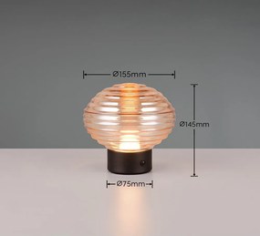 Черна и бежова настолна LED лампа със стъклен абажур (височина 14,5 см) Earl - Reality