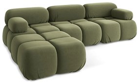 Светлозелен кадифен модулен ъглов диван Lokua – Makamii