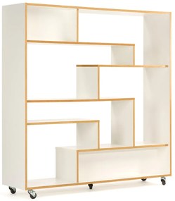 Бяла етажерка за книги с дървен ръб 140x143 cm Southbury - Woodman