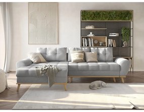 Светлосив разтегателен ъглов диван (ляв ъгъл) Balitco – Ropez