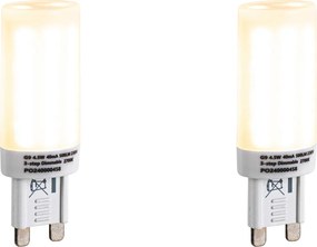 Комплект от 2 G9 LED крушки с 3-степенно димиране опал 4.5W 500 lm 2700K