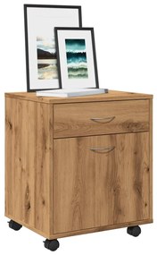 856655 vidaXL Шкаф с колелца, дъб артизан, 45x38x54 см, инженерно дърво