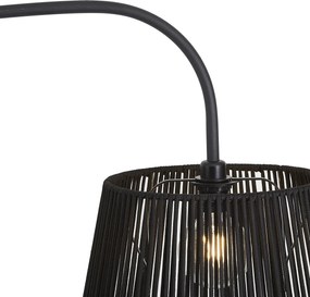 Japandi външна подова лампа черна с абажур от въже IP44 - Arc Jayla