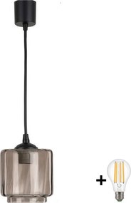 BRILAGI - LED полилей на кабел R GLASS 1xE27/60W/230V Ø 15 cm черен/димно бежов