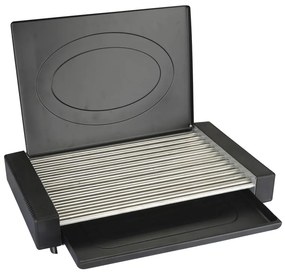 Електрическа скара с капак Rosberg R51015M, 1800W, 35x22 см, 12 ребра, Тавичка за мазнина, Черен